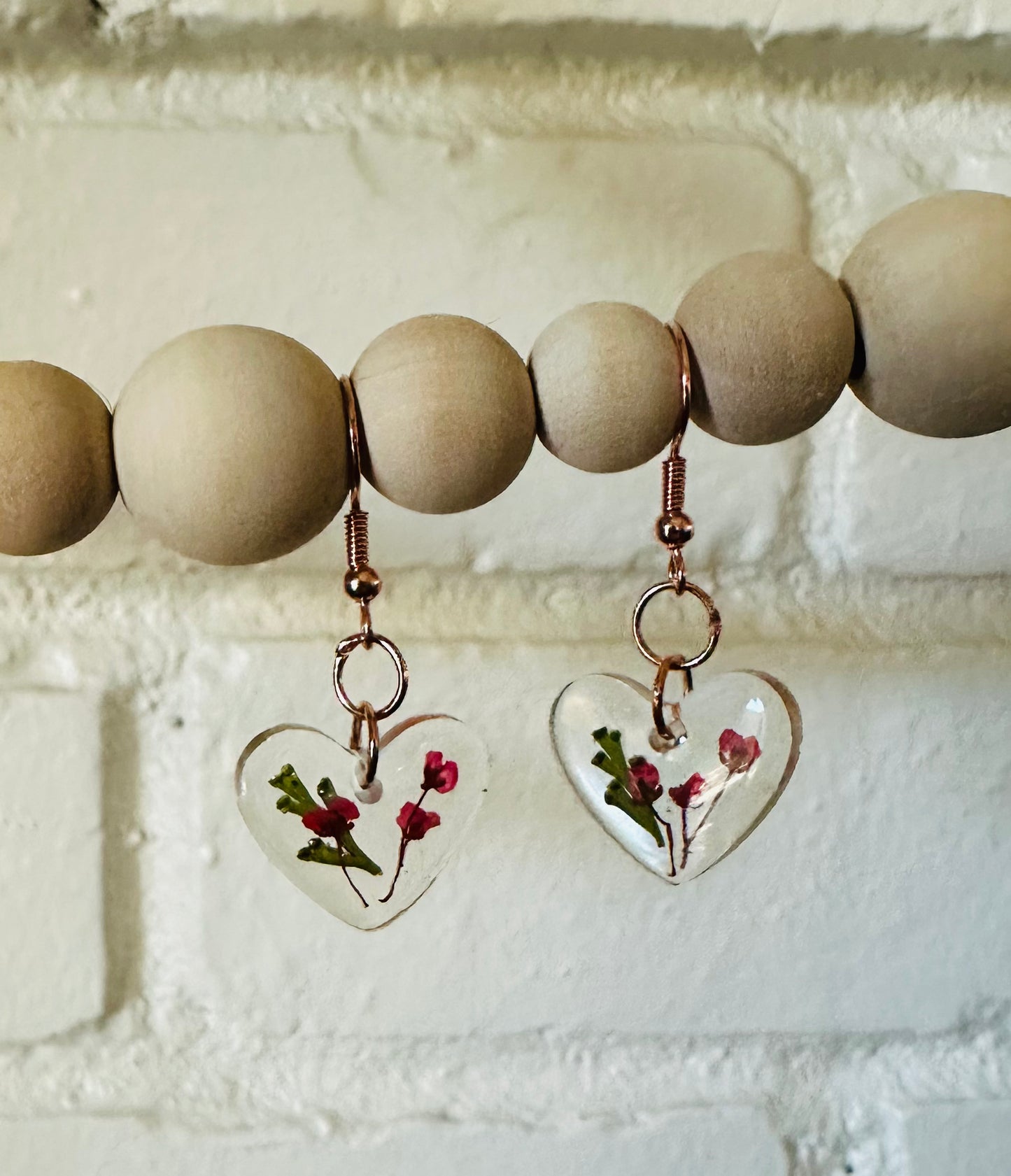 Red Floral Heart Earrings