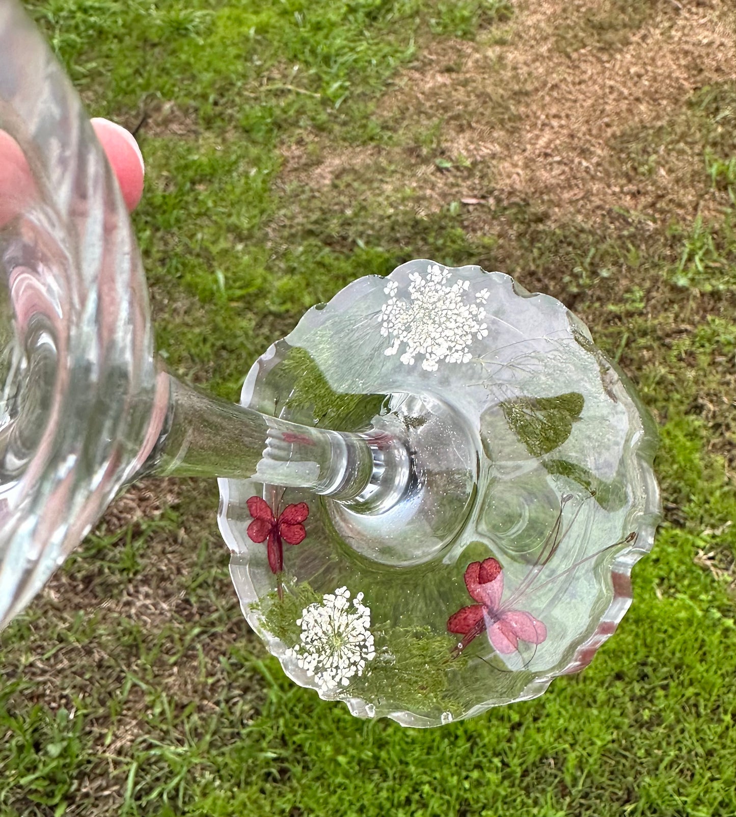 Butterfly Flower Wine Glass