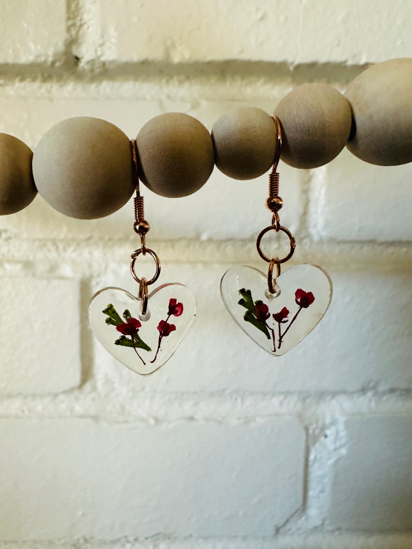 Red Floral Heart Earrings